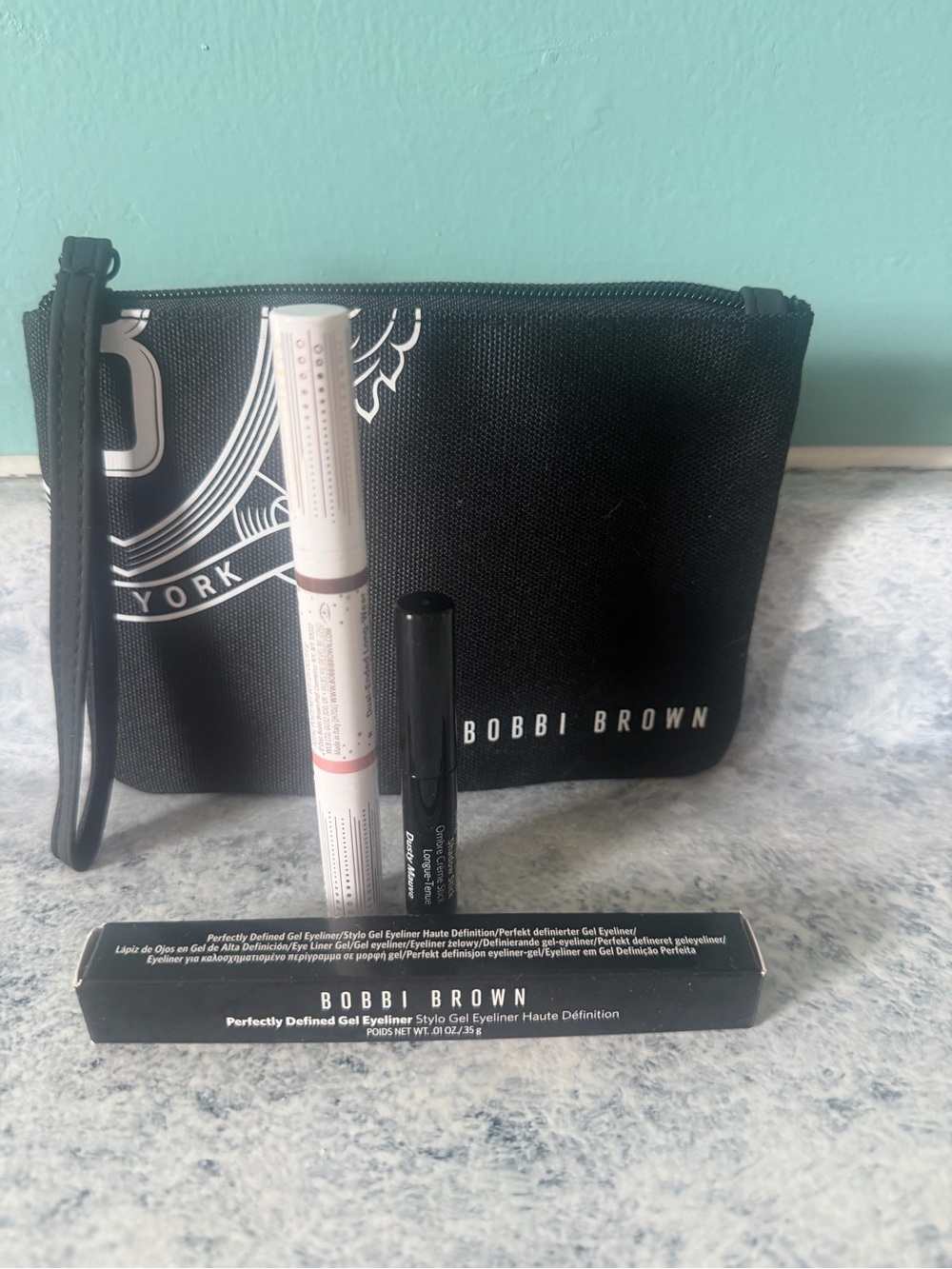 Bobbi Brown Black Eyeliner & 3 eyeshadow sticks with Black Pouch